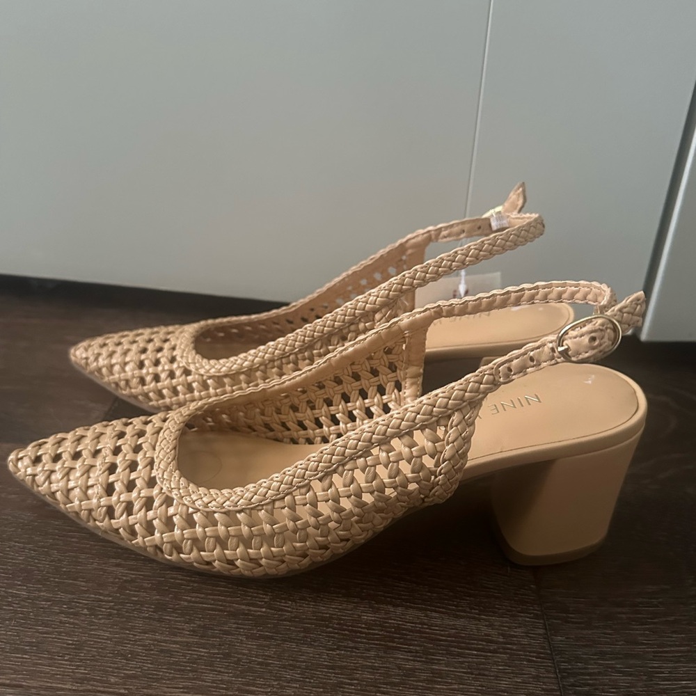 New NINE WEST Woven Slingback Block Heel 7 1/2